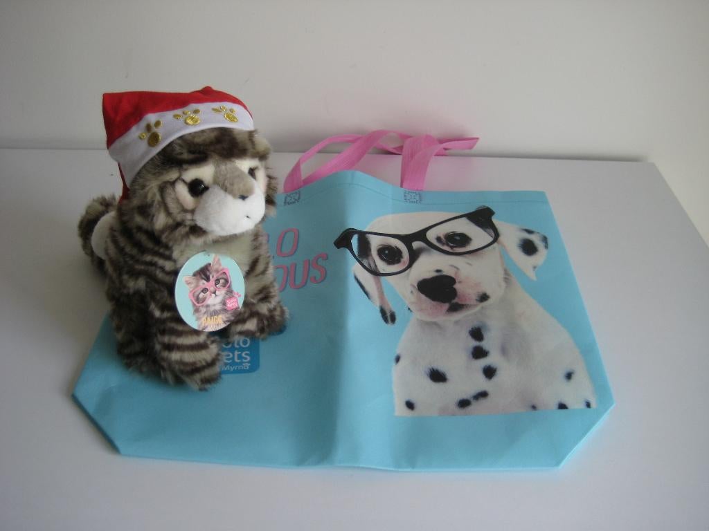 Studio Pets knuffelkat Paige 23 cm met kerstmuts+tas NIEUW, Ophalen of Verzenden, Nieuw