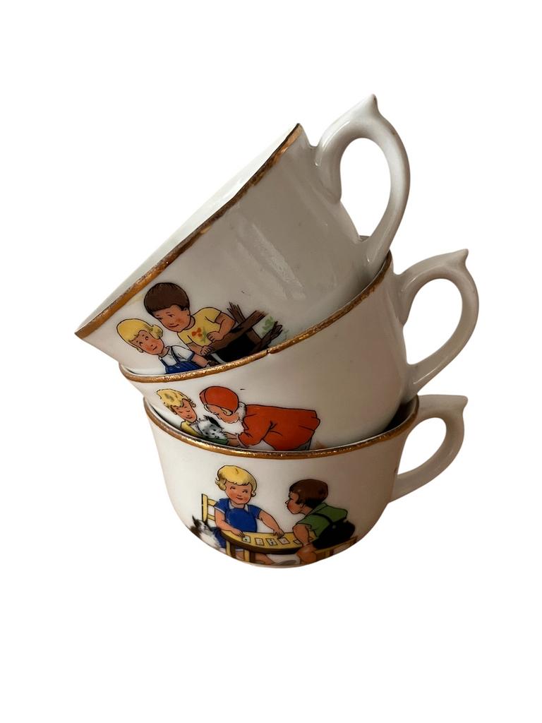 Drie vintage porseleinen kinderkopjes, Ophalen of Verzenden, Gebruikt, Babypop