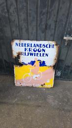 Emaille reclamebord kroon fiets rijwiel, Antiek en Kunst, Ophalen