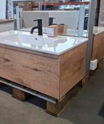 Wastafelmeubel met keramische wastafel, kraan + Spiegelkast, Ophalen, Nieuw, 50 tot 100 cm, Minder dan 100 cm