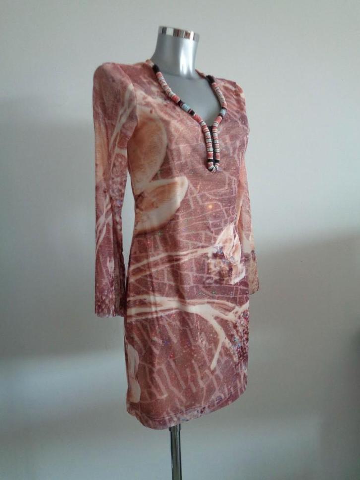 Ana Alcazar roze jurk - V-hals met kralen, maat 38 Nieuw, Kleding | Dames, Jurken, Nieuw, Maat 38/40 (M), Roze, Knielengte, Ophalen of Verzenden