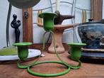 oma's brocante / vintage groene emaille kandelaar, Ophalen of Verzenden
