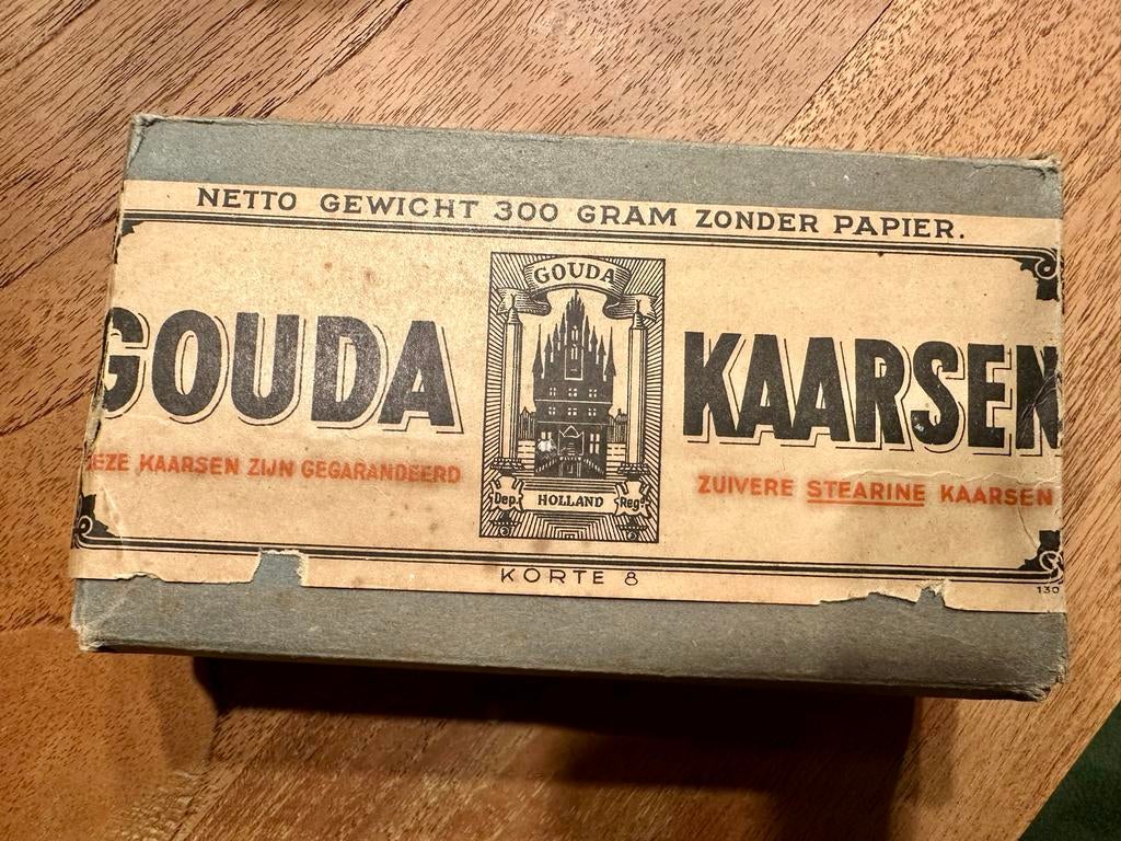 Vintage Gouda Stearine Kaarsen - Korte 8, Ophalen of Verzenden, Overige materialen