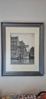 Mooi ingelijste ets, oud stadsgezicht in Rotterdam (67x53), Antiek en Kunst, Kunst | Tekeningen en Foto's, Ophalen of Verzenden