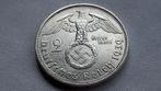 WO2 2 Reichsmark 1939F zilver nazi duitsland., Ophalen of Verzenden, Duitsland, Losse munt, Zilver
