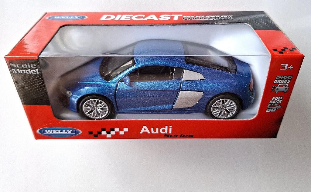 Welly, 2016 Audi R8 Coupe V10, deuren kunnen open, Ophalen, Nieuw, Auto, Overige merken