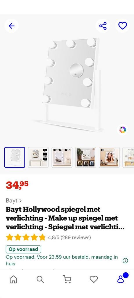 Hollywood Make-up Spiegel met Verlichting - Kapsiegel, Minder dan 50 cm, Nieuw, Ophalen of Verzenden, Minder dan 100 cm