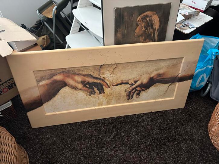 Groot schilderij: De Schepping van Adam (Michelangelo), Antiek en Kunst, Kunst | Schilderijen | Klassiek, Ophalen