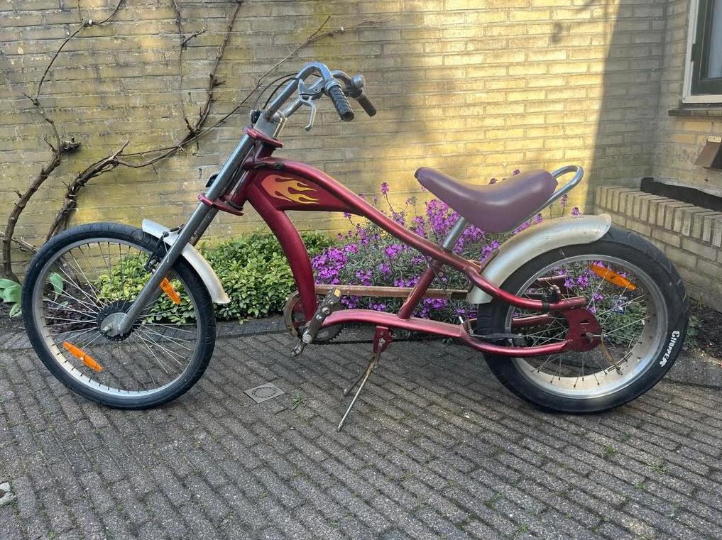 Stoere Chopper Kinderfiets - Uniek Design, Fietsen en Brommers, Fietsen | Cruisers en Lowriders, Ophalen, Gebruikt, Staal, Minder dan 47 cm
