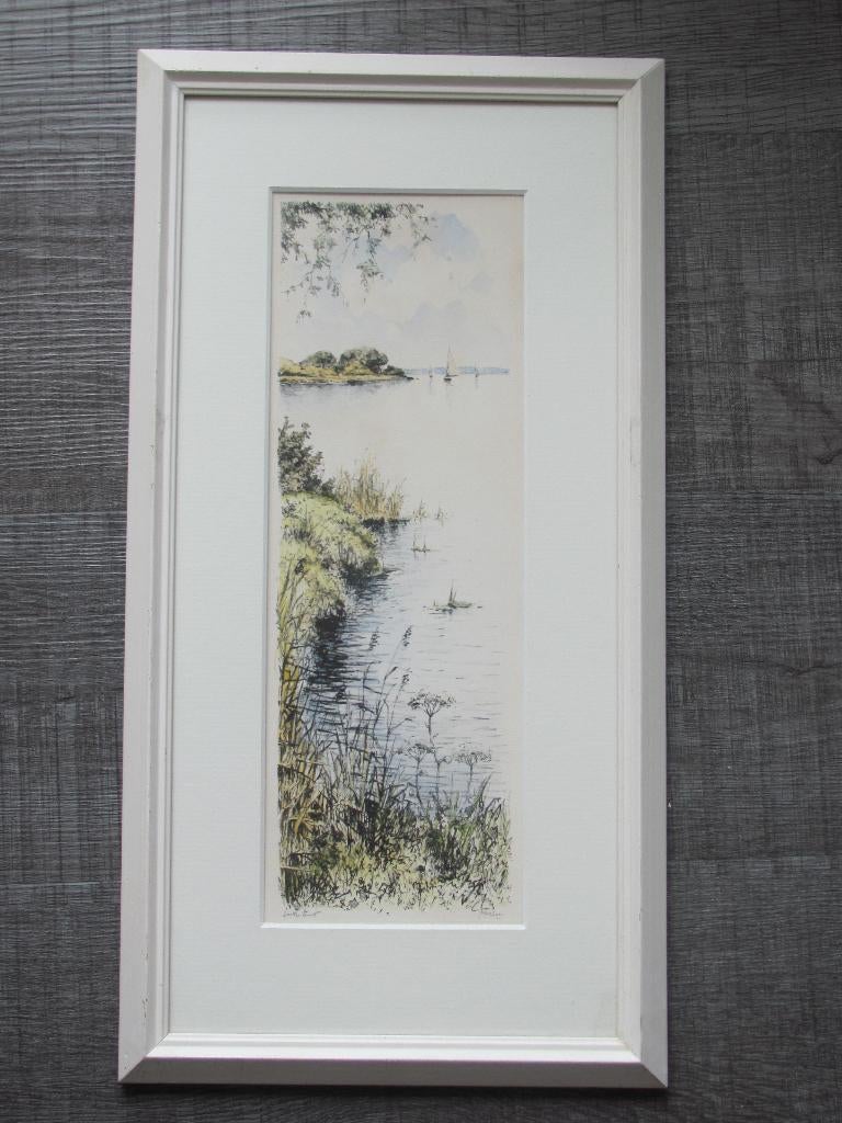 Gerard van Berkel (1920-1980) - Waterkant, Antiek en Kunst, Kunst | Etsen en Gravures, Origineel, Ophalen of Verzenden, 57 cm