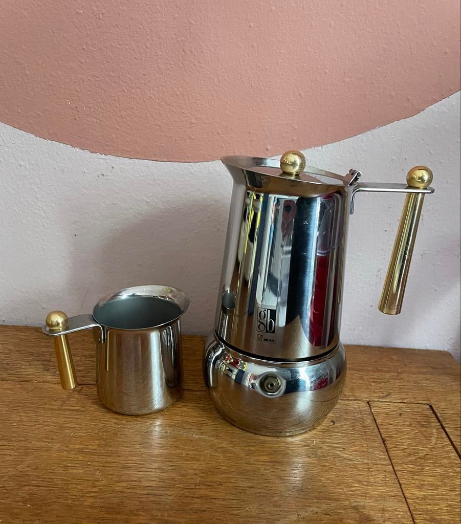 Vintage Guido Bergna espresso maker met melkkannetje, Ophalen of Verzenden, Zo goed als nieuw