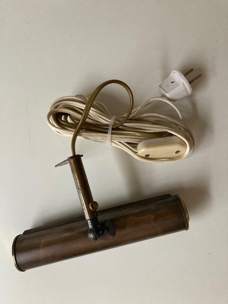OUDE ENKELE KOPEREN SCHILDERIJLAMP, Ophalen of Verzenden