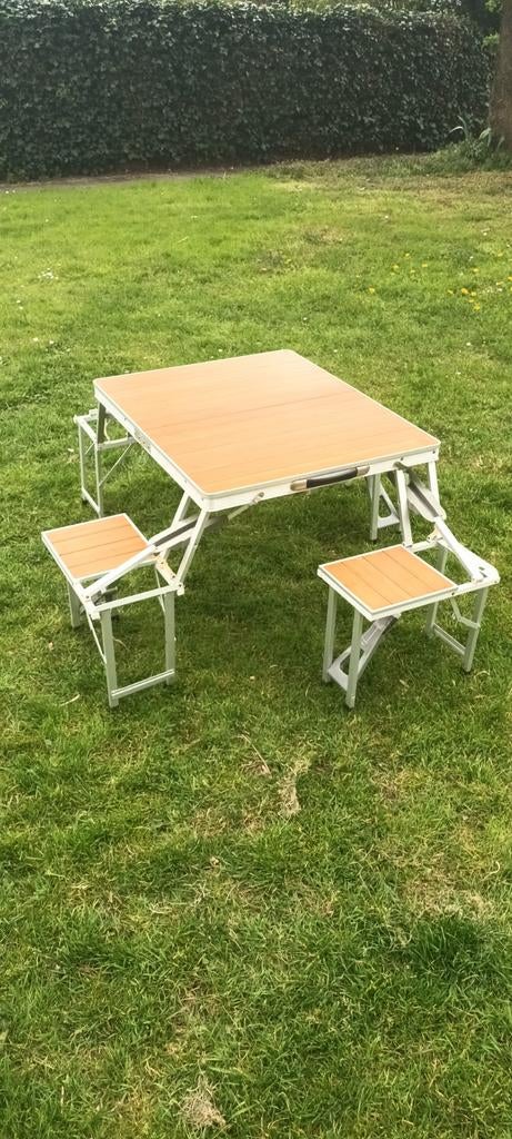 Defa koffer picknicktafel aluminium en bamboe, Ophalen, Gebruikt, Vierkant, Aluminium
