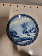 Origineel Delftsblauw Wandbord - Winterlandschap, Ophalen of Verzenden