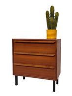 Vintage Deense Ladekast Kastje Jaren 60 Teak Fineer, Gebruikt, Vintage, 50 tot 100 cm, 3 of 4 laden