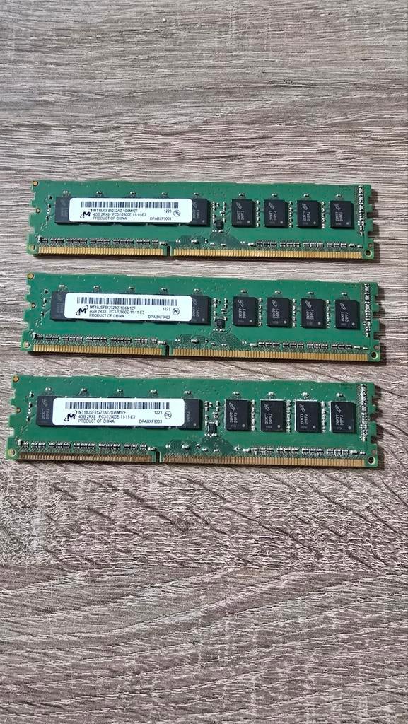 3 x 4 Gb PC3-12800E ECC voor servers/workstation., Computers en Software, RAM geheugen, Server, DDR3, Ophalen of Verzenden, 4 GB