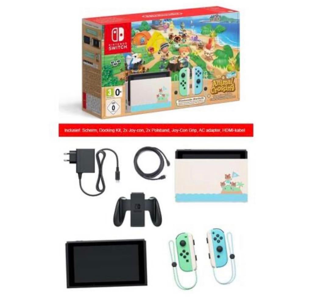 Nintendo Switch Animal Crossing: New Horizons Editie, Spelcomputers en Games, Ophalen, Zo goed als nieuw, Met 2 controllers, Switch 2019 Upgrade