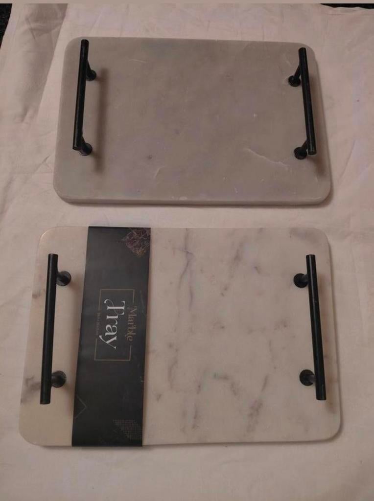 Marmeren dienbladen met handvatten. OPRUIMING!, Huis en Inrichting, Woonaccessoires | Dienbladen, Ophalen, Nieuw, Rechthoekig