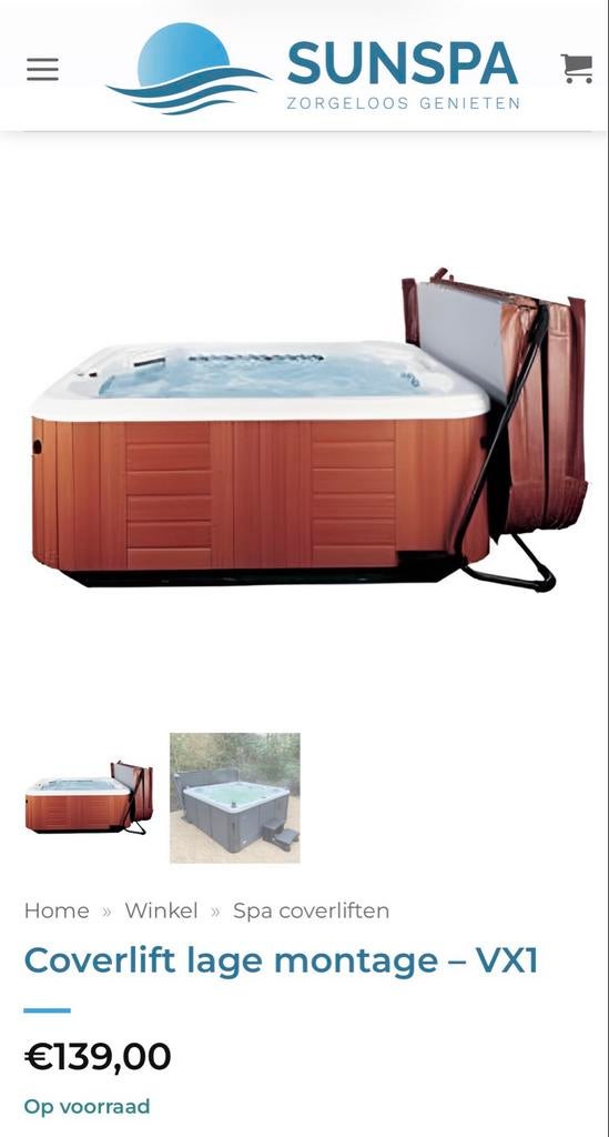 Coverlift lage montage - VX1 voor spa's tot 244 cm breed, Ophalen of Verzenden, Zo goed als nieuw, Vast