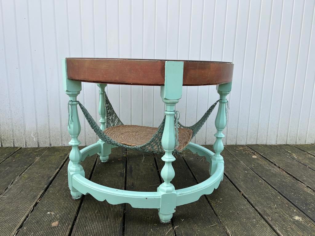Bijzet tafel in turquoise, Ophalen, 50 tot 100 cm, Rond, Zo goed als nieuw