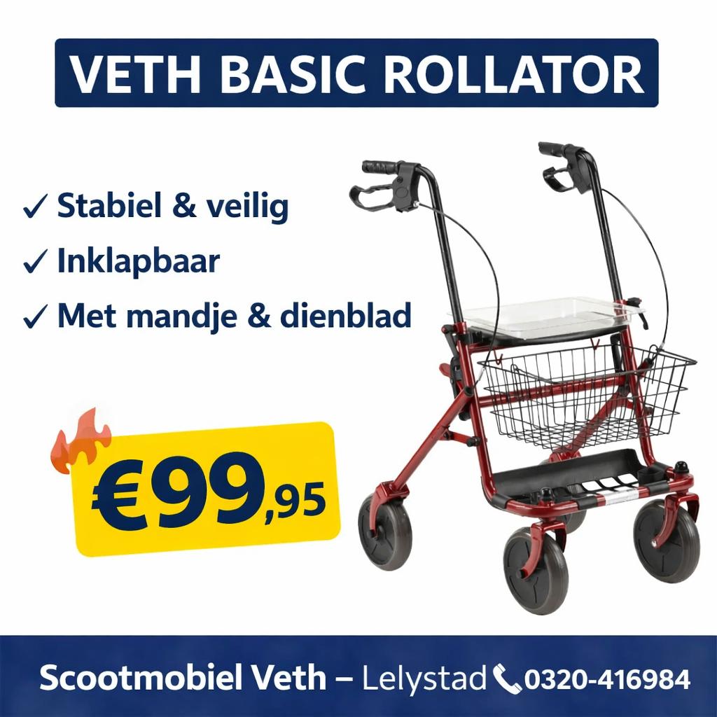 Rollator Veth, Diversen, Rollators, Nieuw, Lichtgewicht, Opvouwbaar, Ophalen of Verzenden
