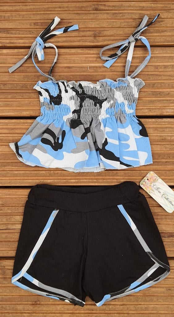 2 Delig leger top + broek - blauw, grijs, wit mt 98, Kinderen en Baby's, Kinderkleding | Maat 98, Meisje, Nieuw, Ophalen of Verzenden