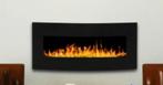 Sfeerhaard 90 cm breed met gebogen glas en verwarming., Ophalen of Verzenden, Zo goed als nieuw, Vrijstaande haard, Elektrische haard