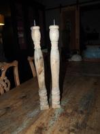 2 Smalle  Houten Kandelaren, Gebruikt, 50 tot 75 cm, Ophalen of Verzenden, Kandelaar