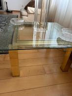 Glazen messing bijzettafel, Rond, Zo goed als nieuw, Minder dan 50 cm, 50 tot 100 cm