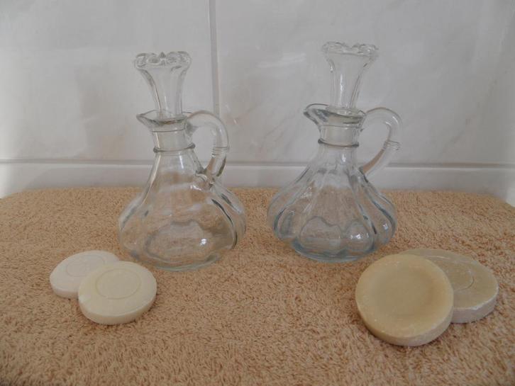 vintage glazen schenkflesje met glazen stop - karaf, Antiek en Kunst, Curiosa en Brocante, Ophalen of Verzenden