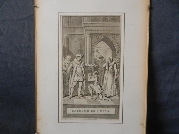 Gravure Reinoud en Lucia N vd Meer n J Buys ca 1778 8,2x14,5, Antiek en Kunst, Kunst | Etsen en Gravures, Ophalen of Verzenden