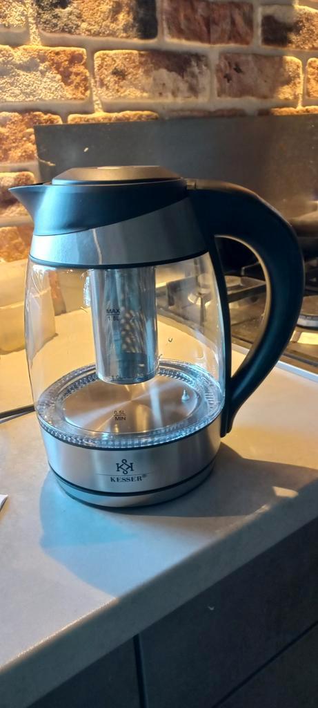 Kesser Waterkoker met Thee Filter - Glas, Witgoed en Apparatuur, Waterkokers, Zo goed als nieuw, 1 tot 2 liter, Draadloos, Rvs
