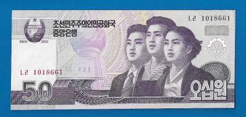 Noord-Korea biljet 50 Won - 2002 beschikbaar voor biedingen