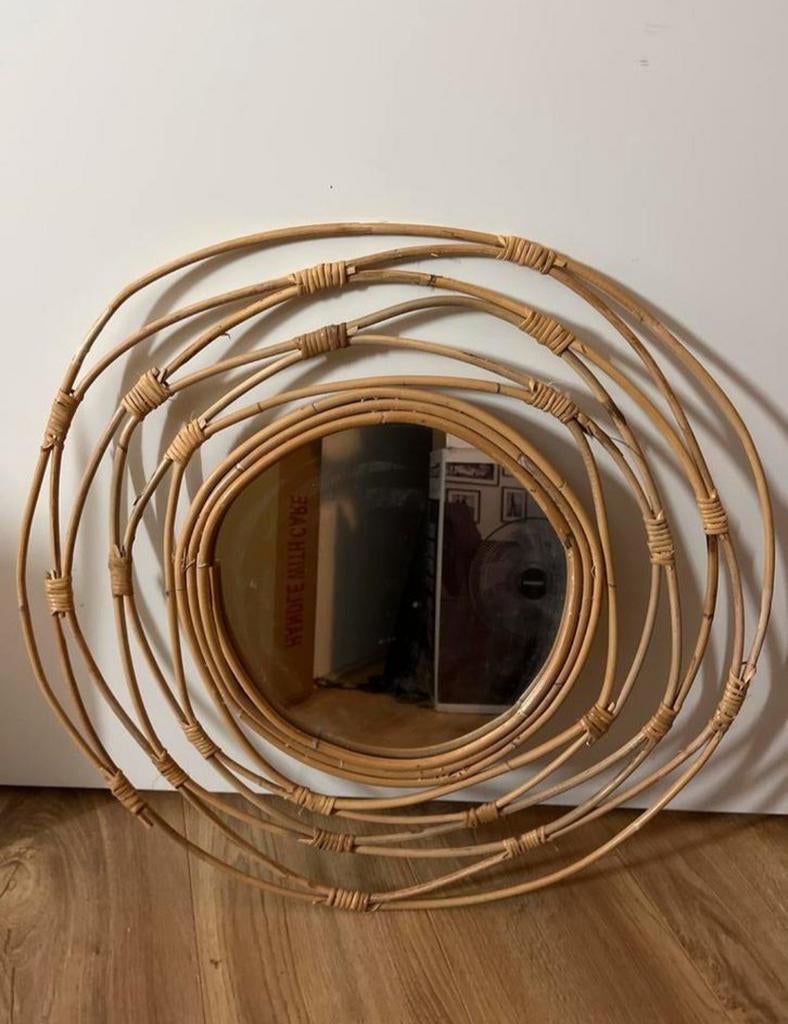 Rotan spiegel - 60cm - xenos, Rond, Ophalen of Verzenden, Zo goed als nieuw, Minder dan 100 cm