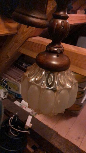 Prachtige hanglamp eiken/glas beschikbaar voor biedingen