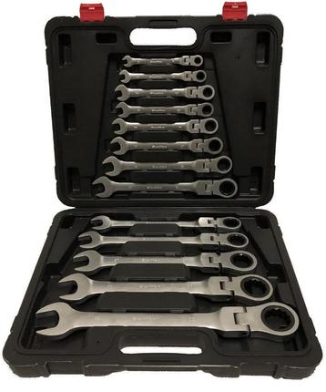 Steek- ringratel sleutel set 13dlg. Flexibele kop beschikbaar voor biedingen