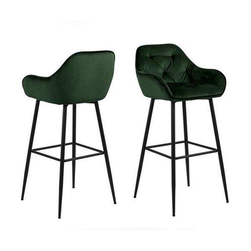 Barkruk Zion Groen set van 2, Huis en Inrichting, Barkrukken, Nieuw, 60 tot 90 cm, 2 krukken, Met voetsteun, Ophalen of Verzenden