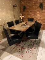 6 Dining Table Chairs - Black cover / metal frame, Huis en Inrichting, Stoelen, Gebruikt, Zwart, Ophalen of Verzenden, Vier