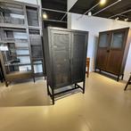 Industriële Kast  – Zwart Hout & Metaal – 2 Deurs, Ophalen