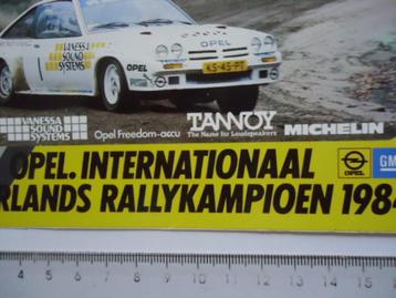 sticker oud OPEL MANTA 400 rally kampioen 1984 NK cross auto beschikbaar voor biedingen