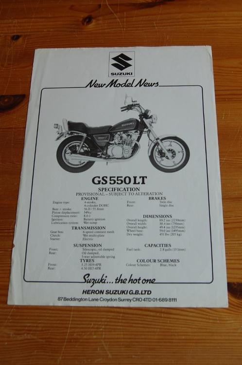 Suzuki GS550LT, Motoren, Handleidingen en Instructieboekjes, Suzuki, Ophalen of Verzenden