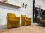 2 Nieuw Leolux Calinda Fauteuils Alcantara Design stoel Geel