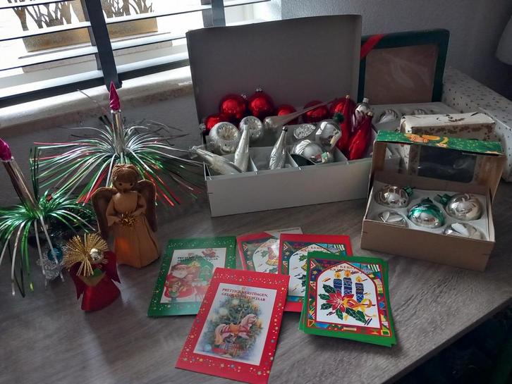 Vintage kerstversieringen: ballen, piek, decoratie, kaarten, Diversen, Kerst, Ophalen
