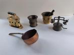 Letterbak miniaturen koper kleurig: vijzel, telefoon, pan, Ophalen of Verzenden, Gebruikt
