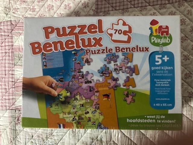puzzel Jumbo Playlab Benelux landkaart 70 stukjes 5+ NIEUW, Ophalen of Verzenden, Meer dan 50 stukjes, Nieuw, 4 tot 6 jaar