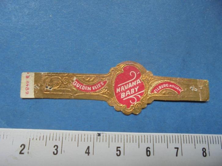 Oude sigarenband Havana Baby Gulden Vlies TILBURG P.B. 6489, Verzamelen, Rookartikelen, Aanstekers en Luciferdoosjes, Gebruikt