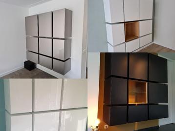 Design wandkast 9 kubussen OP MAAT IN ELKE GEWENSTE KLEUR beschikbaar voor biedingen