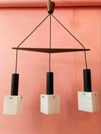 Deense Hanglamp plexiglas kapjes teak hout details, Verzenden, Gebruikt, Hout