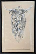 Schilderij koe kalf in lijst zwart 50x75 cm, Ophalen