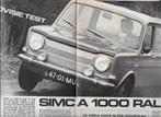 Roadtest SIMCA 1000 Rally, 1970, Autovisie., Nieuw, Ophalen of Verzenden, Overige merken, Autovisie
